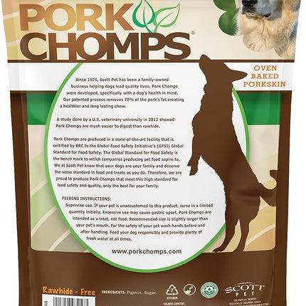 Pork Chomps Baked Pork Skin Dog Chews, 4-inch strips, 10oz Bag
