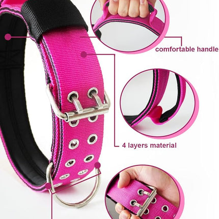 Dog Collar for Large Dogs - 2 in Hot Pink Collars with Handle for Extra Large Breed, Heavy Duty K9 Nylon Pet Tactical Collar XL, Best Choice for Pitbull German Shepherd Doberman Rottweiler 17"-22"