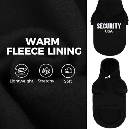 BINGPET Security USA Dog Sweater with Hood and Leash Hole,Warm Fleece Dog Hoodie & Winter Coat for Small to Large Dogs,Cold Weather Pet Clothes(Medium)