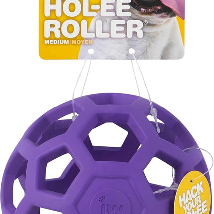 JW Pet Hol-ee Roller Dog Toy Puzzle Ball, Natural Rubber, Medium (4.5 Inch Diameter), Colors May Vary
