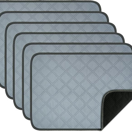 RIOUSSI Washable Pee Pads for Dogs, Reusable, Absorbent, Leakproof, Non Slip Pet Puppy Pads for Potty Training. Light Gray, 20x28 Inch(6pack)
