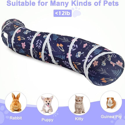 Glittme Cat Tunnel - S-Shape Peekaboo Cat Cave with Toys, Foldable Tubes for Indoor Pets