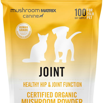 Om Mushroom Matrix Pet - Canine | Joint & Hip Function | USA Grown Human-Grade Organic Mushroom Powder Pet Supplement | Promotes Resilient Bones & Joints for Dogs & Cats | 100 Grams, 3.5 oz