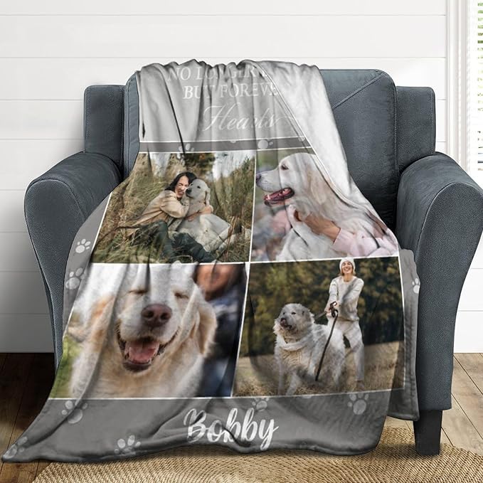 Custom Dog Memorial Gifts for Loss of Pet Cat, Personalized Dog Memorial Blanket with Photos, Pet Memorial Gifts, Pet Loss Gifts, Pet Memorial Throw Blanket, Remembrance Sympathy Bereavement Gifts