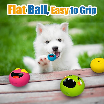Squeaky Dog Toy for Small Dogs, Rubber Latex Puppy Toys Small Dog Toys, Soft Smile Face Squeaky Dog Balls Flat for Mini, Small Breeds