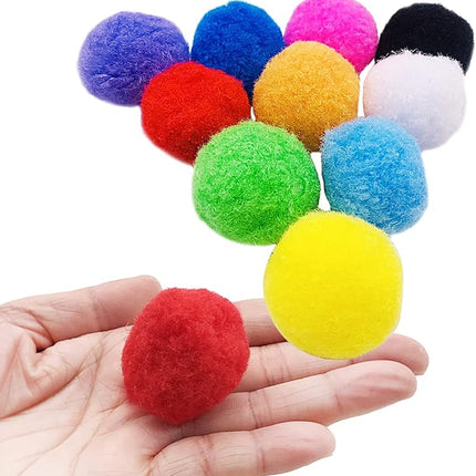 PET SHOW 20Pcs 1.5"/3.8cm Cat Toy Balls Bulk Soft Kitten Pompon Toys Indoor Cats Interactive Playing Quiet Ball Cats Favorite Toy Assorted 10 Colors