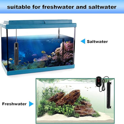 AQQA Submersible Aquarium Heater,100W/200W/300W/500W/800W/1000W/1200W Fish Tank Heater,External Temperature Controller LED Temperature Display,Suitable for Saltwater and Freshwater(200W)