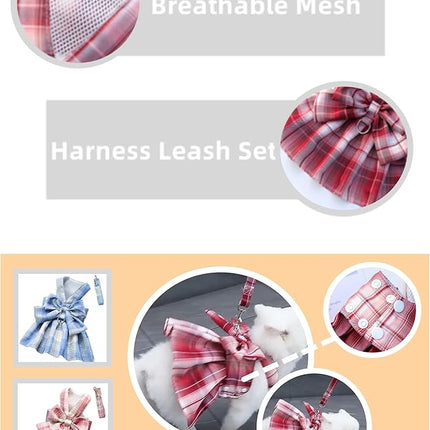 Harness Dress for Small Dogs Tutu Dress Pink Outdoor Harness Outfits Cute Girl Dog Vest Clothes M