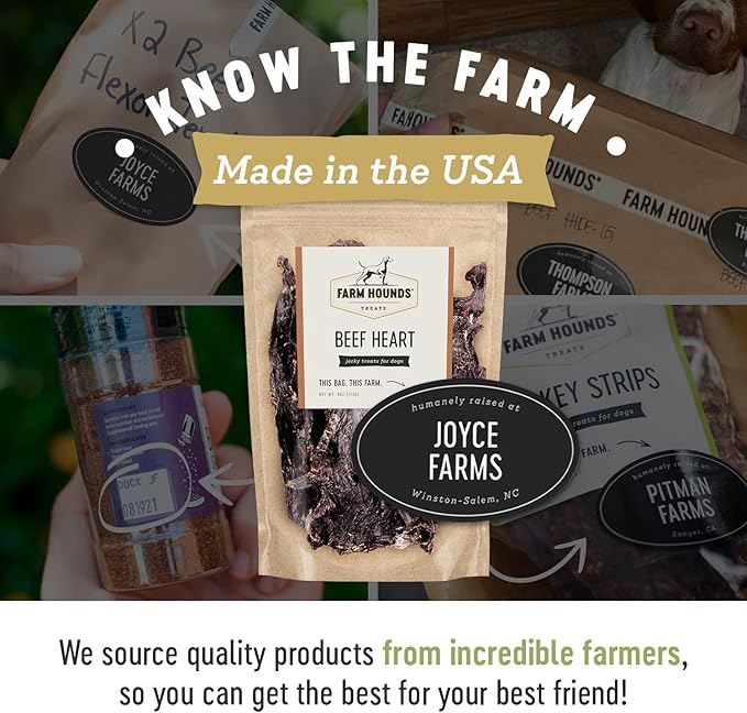 Farm Hounds Beef Heart Jerky Treats for Dogs, Premium Dried Treats, High Protein Training Treat for Small & Large Dogs, Natural & Healthy Dog Treats, Made in USA, Beef Hearts 4oz