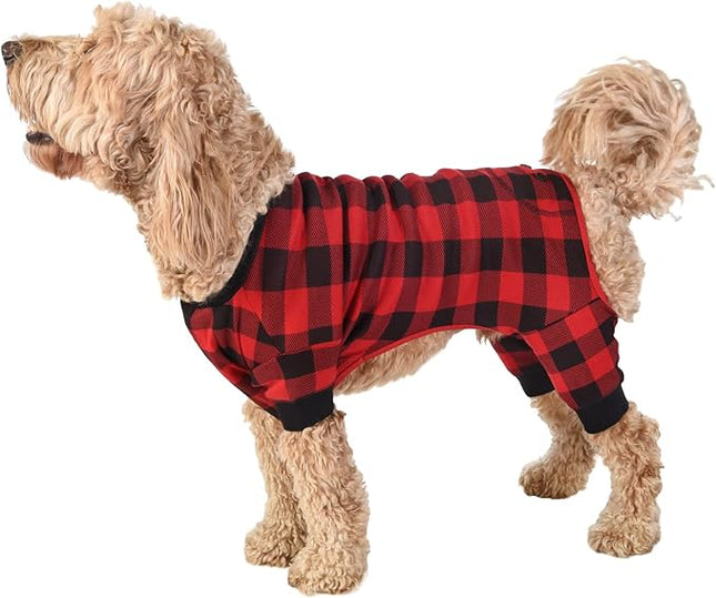 LazyOne Flapjacks, One-Piece Dog Sweater, Matching Family Pajamas for Dogs, Plaid (Large)