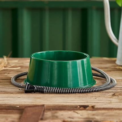 Farm Innovators 1 Quart 25 Watt Powered Heated Electric Water Bowl with Thermostatic Control and Anti Chew Cord Protector for Pets, Green