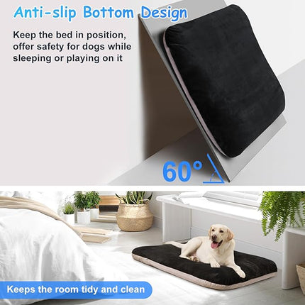 Magic Dog Super Soft Extra Large Dog Bed, 47 Inches Jumbo Orthopedic Foam Pet Beds with Anti Slip Bottom, Dog Sleeping Mattress with Removable and Washable Cover, Dark Grey XL