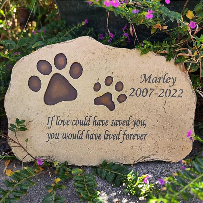 Personalized Pet Memorial Stones Dog Memorial Stones, Paw Prints Pet Dog Grave Markers Garden Stones Loss Stones Engraved with Name and Quote, Pet Dog Grave Stones Headstones for Dog Loss Cat Loss