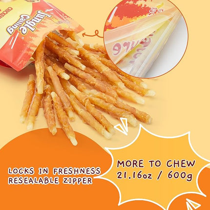 Jungle Calling Dog Treats, Rawhide Free Chicken Wrapped Cod Sticks, Easily Digestible Chewy Snacks for Training Rewards, 21.2 oz