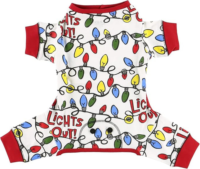 LazyOne Flapjacks, One-Piece Dog Sweater, Matching Family Pajamas for Dogs, Christmas Lights, Holiday, Lights Out (Large)