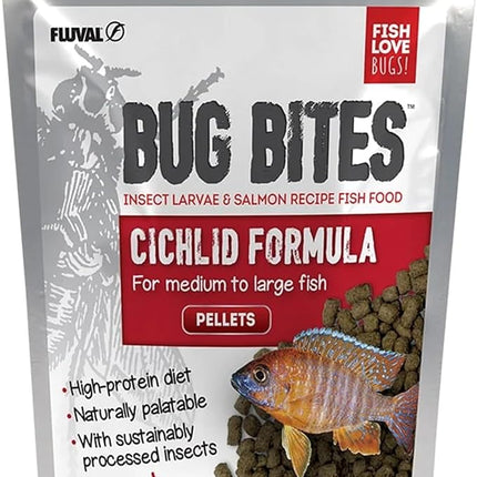 Fluval Bug Bites Cichlid Fish Food, Pellets for Medium to Large Sized Fish, 3.53 oz., A6581
