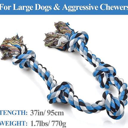 Dog Toys for Aggressive Chewers Tough Rope Chew Toys for Large and Medium Dog 3 Feet 5 Knots Indestructible Cotton Rope for Large Breed Dog Tug of War Dog Toy Teeth Cleaning