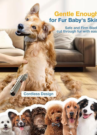oneisall Dog Clippers for Grooming for Thick Heavy Coats/Low Noise Rechargeable Cordless Pet Shaver with Stainless Steel Blade/Waterproof Dog Shaver for Dogs Pets and Animals (Sliver)