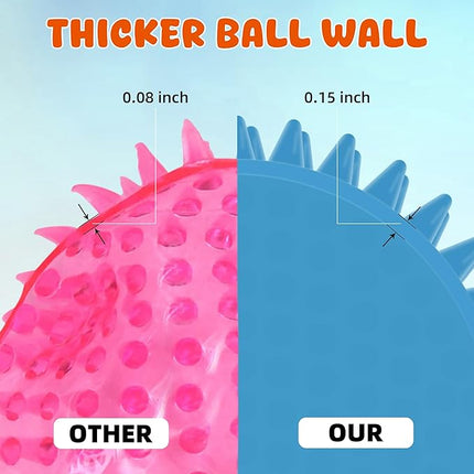 Labeol 2.6” Heavy Duty Squeaky Balls for Dogs 6 Pack Puppy Chew Toys for Teething TPR Fetch Spike Dog Balls Dog Chew Toys for Small and Mideum Breed