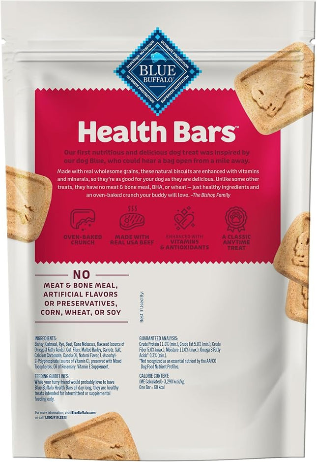 Blue Buffalo Health Bars Crunchy Dog Biscuits, Oven-Baked With Natural Ingredients, Beef, 16-oz Bag