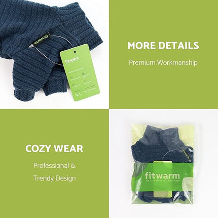 Fitwarm Turtleneck Knitted Dog Sweater Puppy Pajamas Thermal Doggie Winter Clothes Knitwear Pet Coats Cat Apparel Blue X-Small