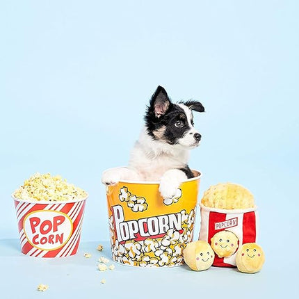 ZippyPaws Burrow- Interactive Dog & Puppy Toys for Boredom, Stimulating Pet Products to Keep Them Busy, Hide & Seek Plush Puzzles, Squeaky Toy for Enrichment, for Small & Medium Dogs- Popcorn Bucket