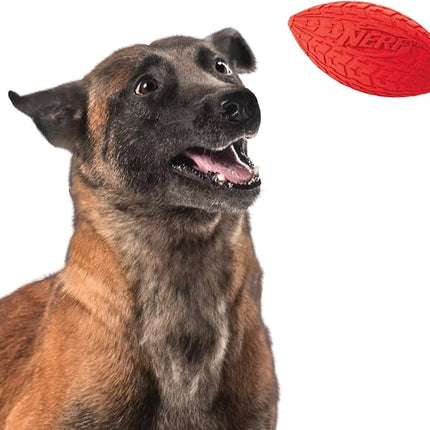 Nerf Dog Tire Football Dog Toy with Interactive Squeaker, Lightweight, Durable and Water Resistant, 6 Inch Diameter for Medium/Large Breeds, Single Unit, Red (Pack of 2)