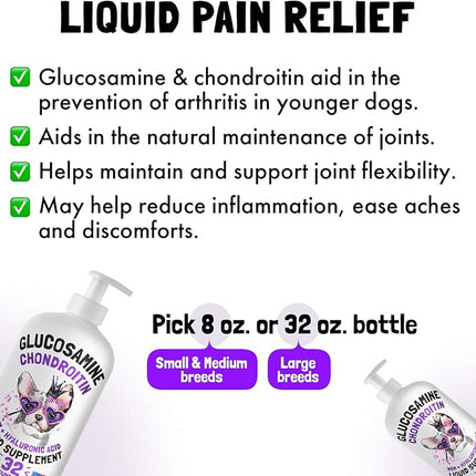 Liquid Glucosamine for Dogs Bacon Flavour with Chondroitin, MSM & Hyaluronic Acid K9 Supplement Hip and Joint Formula Advanced Mobility Joint Pain Relief Senior Advanced Supplement for All Breeds