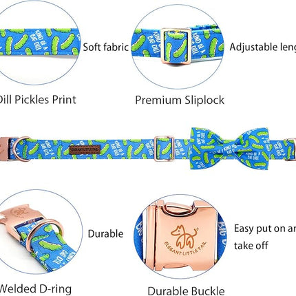 Elegant little tail Dog Collar, Dog Collar with Bow tie, Dill Pickles Print Pet Collars Pet Collar Boy Cute Bowtie Collar Dog for Medium Dogs