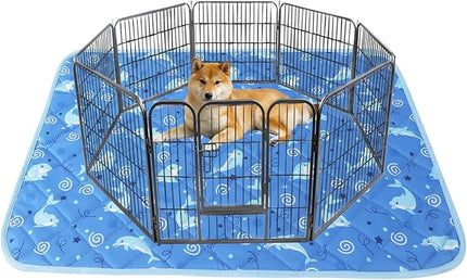 IEUUMLER Washable Pee Pads for Dogs, 1 Pack Non-Slip & Waterproof Pack Whelping Pad, Reusable Washable Puppy Potty Training Pad with Fast Absorbent for Playpen EU007 (Dolphin, 48"X48"-1pcs)