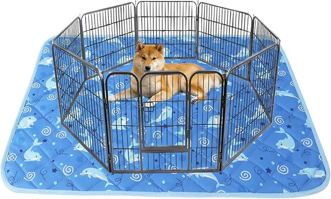 IEUUMLER Washable Pee Pads for Dogs, 1 Pack Non-Slip & Waterproof Pack Whelping Pad, Reusable Washable Puppy Potty Training Pad with Fast Absorbent for Playpen EU007 (Dolphin, 48"X48"-1pcs)