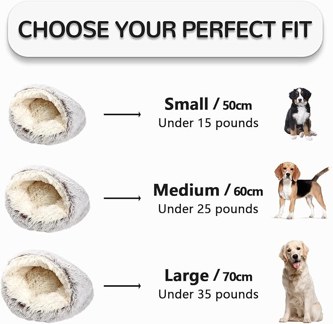 Calming Cat Beds, Fluffy Plush Round Cat Cave Washable, Cozy Warming Anti-Slip Small Dog Bed for Puppy and Kitten, Soft Anti Anxiety Pet Nest (20×20 inch, Coffee)