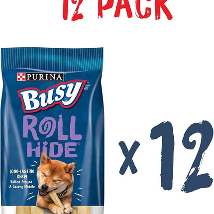 Purina Busy Rawhide Small/Medium Breed Dog Bones, Rollhide - (Pack of 12) 3 ct. Pouches