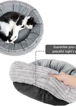 Cat Bed, Cat Bed for Indoor Cats, 20’’ Donut Cat Bed for Cats and Small Dogs, Washable Round Pet Bed, Indoor Use