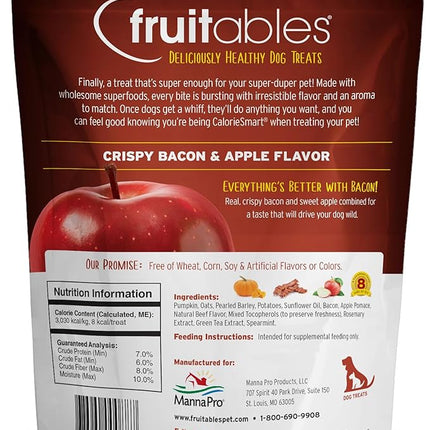 Fruitables Baked Dog Treats, Healthy Pumpkin Treat for Dogs, Low Calorie & Delicious, Free of Wheat, Corn and Soy, Made in the USA, Apple and Crispy Bacon Flavor, 12oz