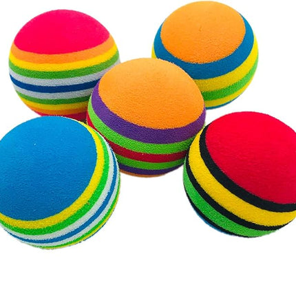 PET SHOW 50pcs 1.4" Interactive Cat Toy Balls for Indoor Cats Colorful Rainbow Soft Foam Kitten Toys Ball for Small Dogs Puppies Quiet Playing Stuff 5 Colors