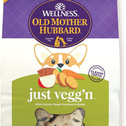 Old Mother Hubbard Wellness Just Vegg'n Dog Biscuits, Natural, Training Treats, Sweat Potato, Oats, Apples & Carrots Flavor, Small Size, (3.3 Pound Bag)