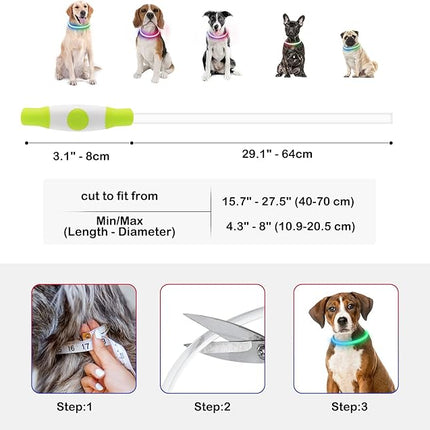 Light Up Dog Collars, USB Rechargeable Dlitk LED Dog Collar 1 Count, TPU Cuttable Size Glow Collar for Dogs, Dog Collar Light, Please Do Not Use Fast Charging (Green+Blue)