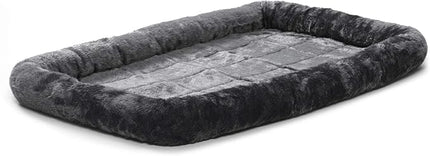 New World Dog Bed – Gray Faux Fur Bolster, Ultra-Soft and Machine Washable, Fits 42-Inch Crates and Carriers, for Large Sized Breeds