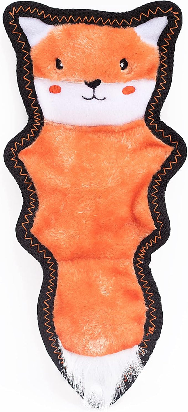 ZippyPaws Z-Stitch Skinny Peltz - No Stuffing Dog Toy to Keep Them Busy, for Small, Medium, & Large Dogs, Squeaky Pet Toy, Soft Plush Unstuffed Chew Toys - Fox, 12.5"