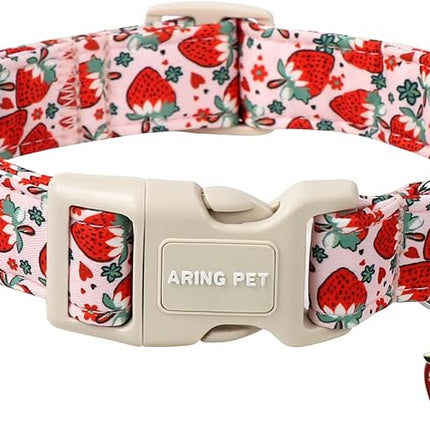 ARING PET Strawberry Dog Collar, Cute Summer Pink Pet Collars with Quick Release Buckle for Puppy Small Medium Large Boy Girl Dogs-M