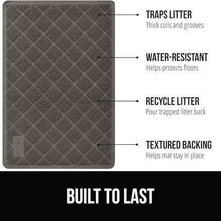 GORILLA GRIP Cat Litter Box Mat, 47x35, Water Resistant, US Designed Kitty Litter Trapping Mats, Easy to Clean, Scatter Control, Less Mess and Clean Floors, Kitten Supplies for Indoor Cats, Dark Gray