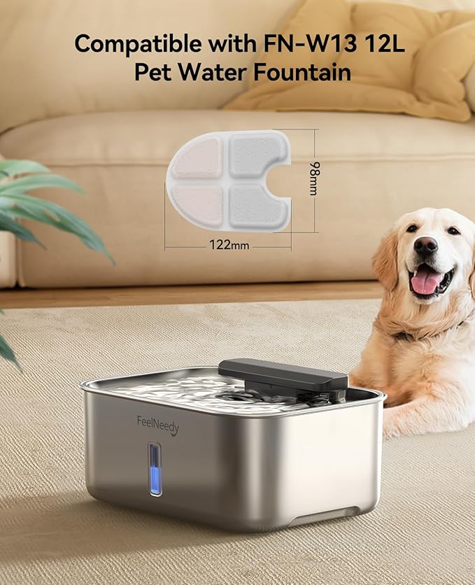 6 Packs Dog Water Fountain Filters & 6 Packs Pump Filters Sponges Replacement, Pet Water Fountain Filter for 3Gal/12L Dog Water Dispenser (FN-W13)