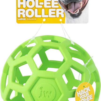 JW Pet Hol-ee Roller Dog Toy Puzzle Ball, Natural Rubber, Large (5.5 Inch Diameter), Colors May Vary