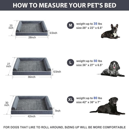 BFPETHOME Dog Beds for Large Dogs, Orthopedic Dog Bed for Medium Large Dogs,Big Waterproof Couch Pet Bed with Removable Washable Cover