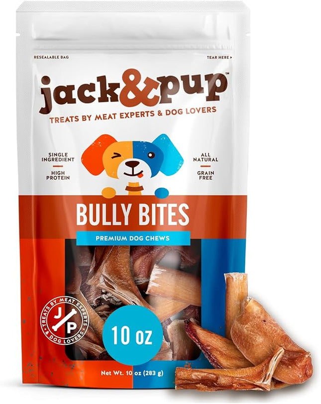 Jack&Pup Bully Stick Bites - Healthy Dog Treats for Medium & Small Dogs, All Natural, Single Ingredient for Puppies (Bully Bites 10oz)