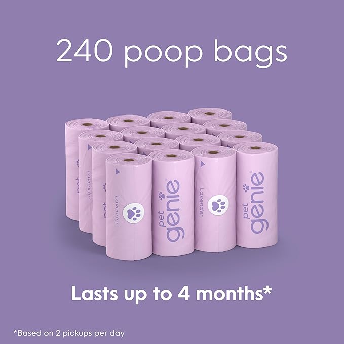 Dog Poop Bags Rolls Scented, Extra Strong & Leak-Proof for Dogs, Lavender Scented, Easy Tear Pet Waste Bags, Made from 65% Recycled Plastic, 16 Rolls (240 Count)