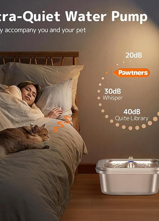 Cat Water Fountain Stainless Steel: 4L/140oz Pet Fountain Water Bowl Indoor, Automatic Dog Drinking Dispenser, Cat Feeding Watering Supplies, Metal Kitty Waterer Fountain, 1 Replacement Filters