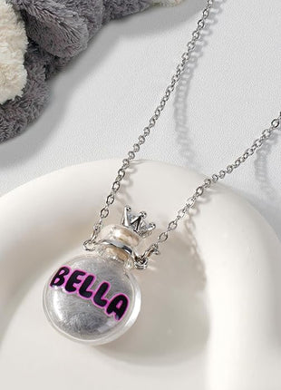 callie Personalized Pet Fur Memorial Necklace - Custom Name, Dog Cat Hair Ashes Storage Glass Necklace, Birthday Memory Jewelry Gifts for Women Pet Lovers