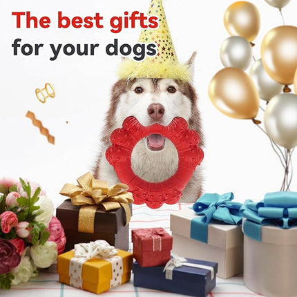 Indestructible Dog Chew Toys for Aggressive Chewers, Super Chewer Toys for Medium Large Dogs, Interactive Ring Toy, Heavy Duty Teething Toys